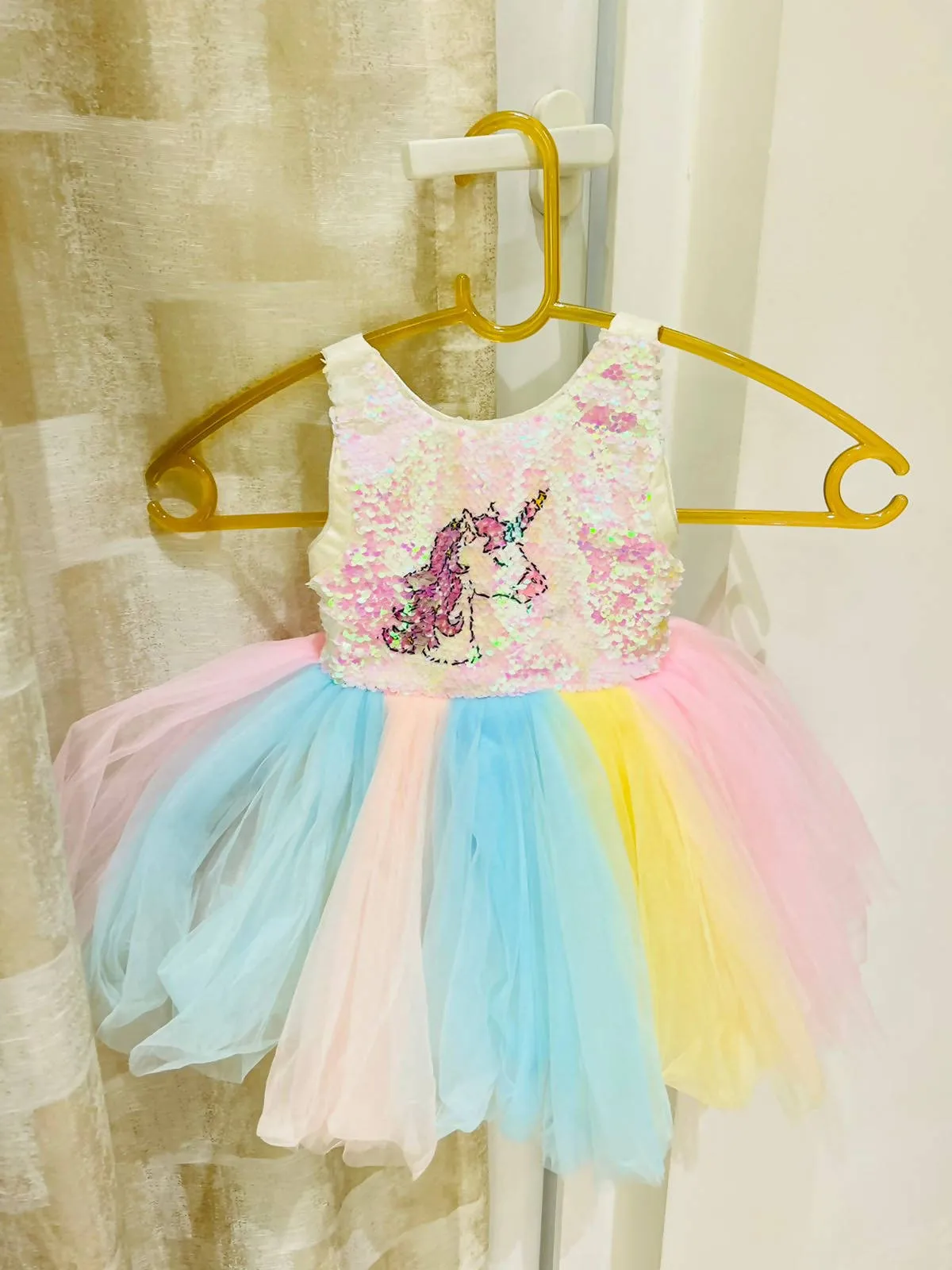 1st Birthday Baby Girls Sequin Unicorn Dress Frock