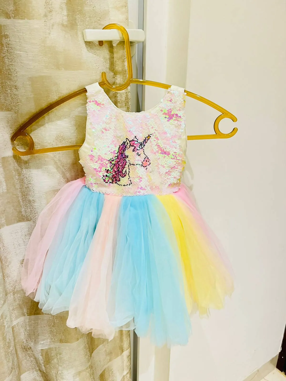 1st Birthday Baby Girls Sequin Unicorn Dress Frock