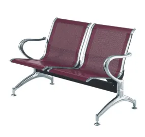 2-Seater Reception(Airport) Metal Bench-Wine