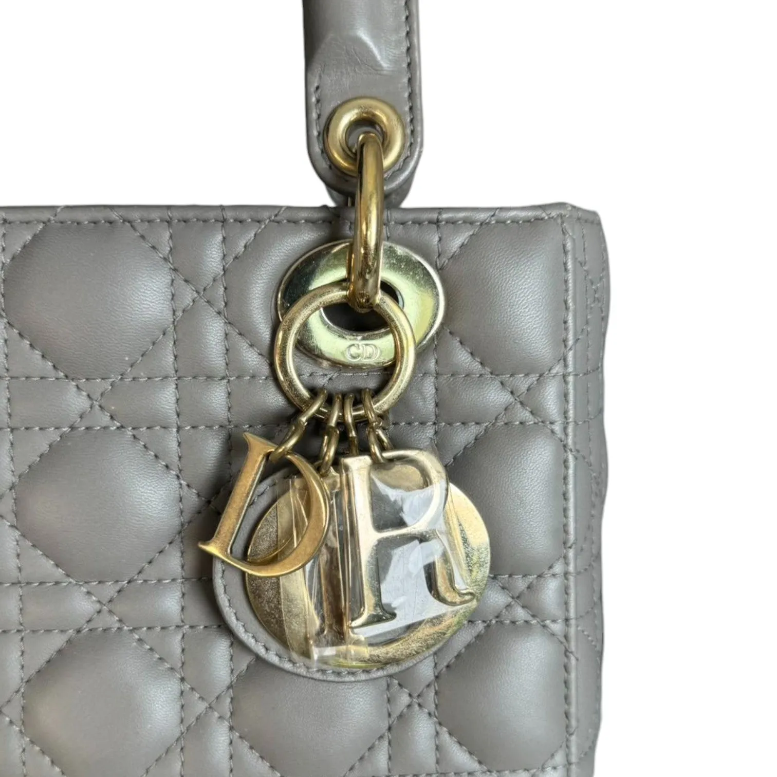 ABCDior Lady Dior Small Lambskin Quilted Grey GHW