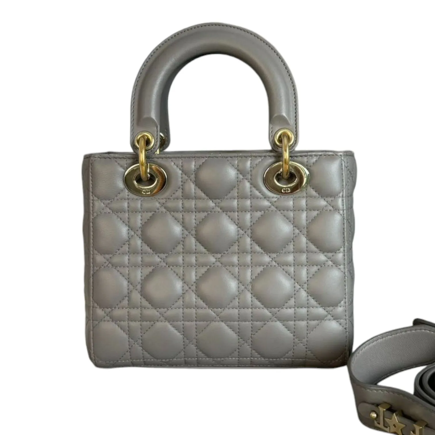 ABCDior Lady Dior Small Lambskin Quilted Grey GHW