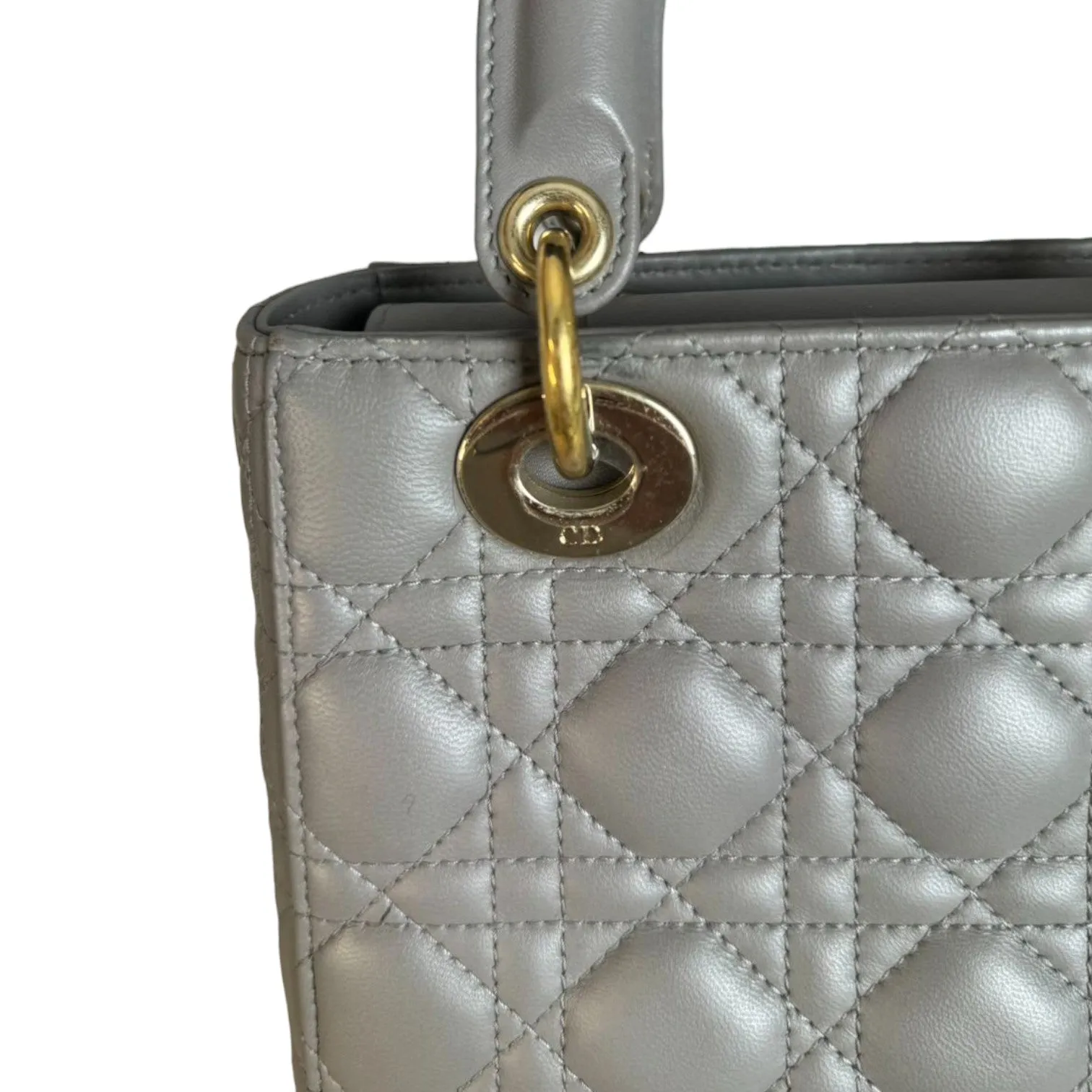 ABCDior Lady Dior Small Lambskin Quilted Grey GHW