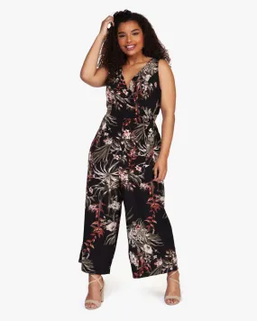 Abriana Wide-Leg Jumpsuit | Black / Olive Green