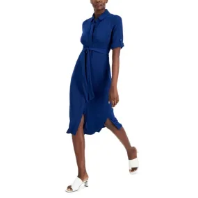 Alfani Tie Waist Shirt dress Navy Small