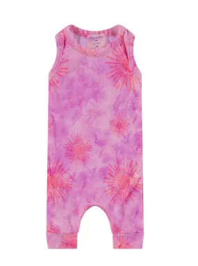 Baby Palm Burst Tank Romper - Super Pink