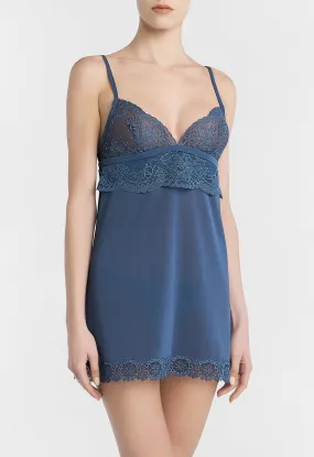 Blue Leavers lace slip