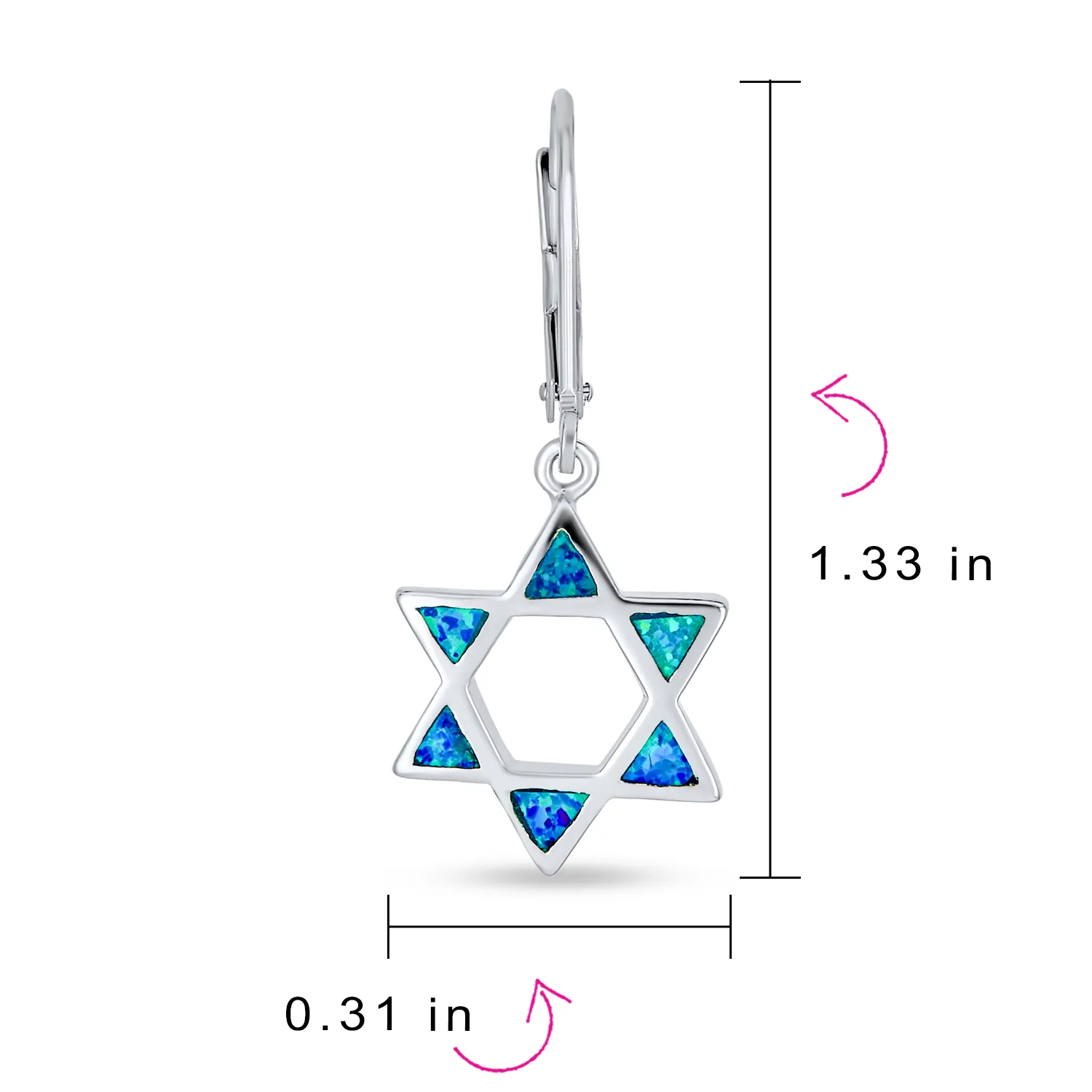 Blue Opal Judaica Hanukkah Star Of David Drop Earrings .925 Sterling Silver