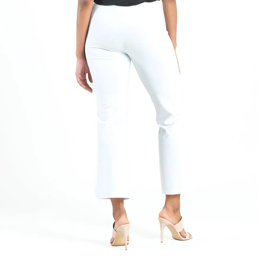 Center Seam Front Slit Ankle Pant - White