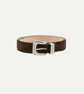 Dark Brown Suede Western Belt