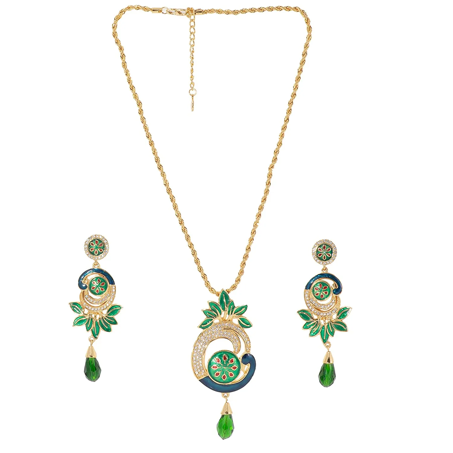 Estele GOLD plated Beautiful Peacock Pendant Pendant Set for women