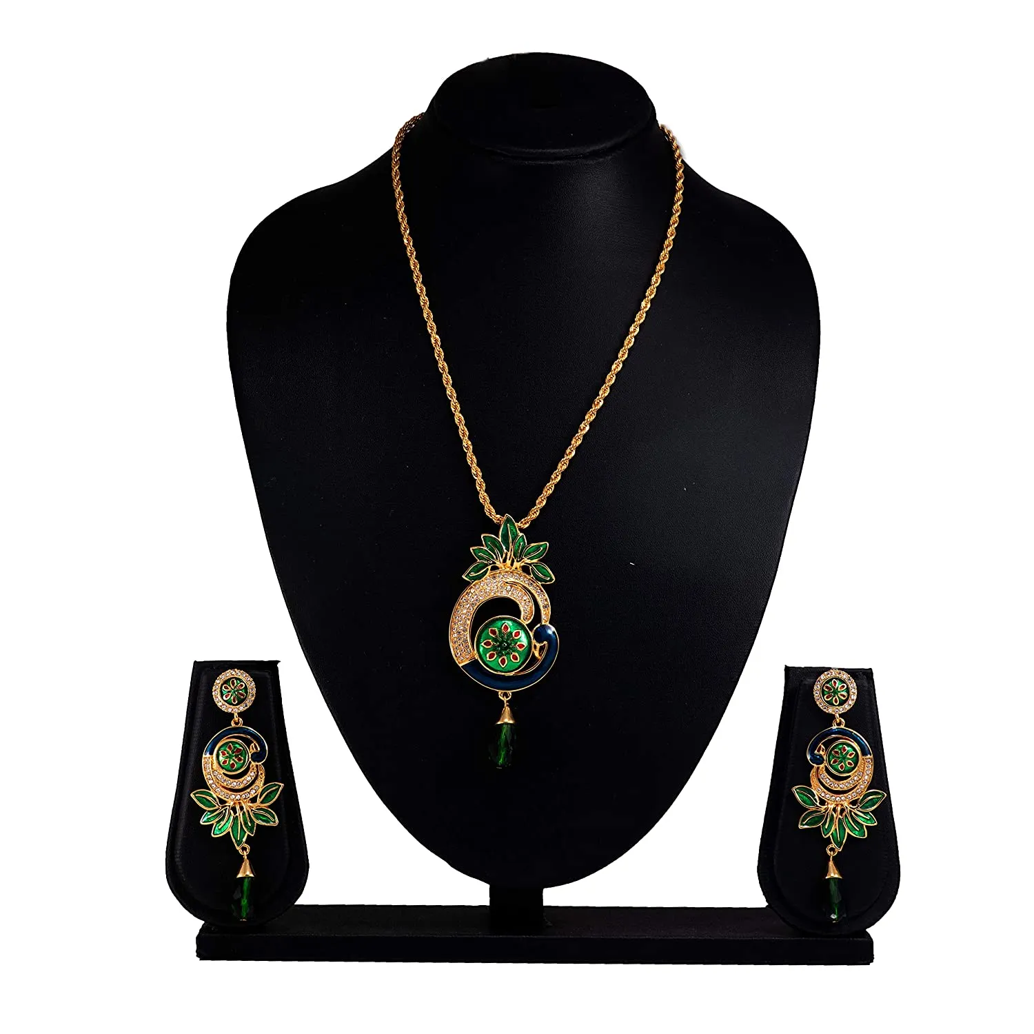 Estele GOLD plated Beautiful Peacock Pendant Pendant Set for women