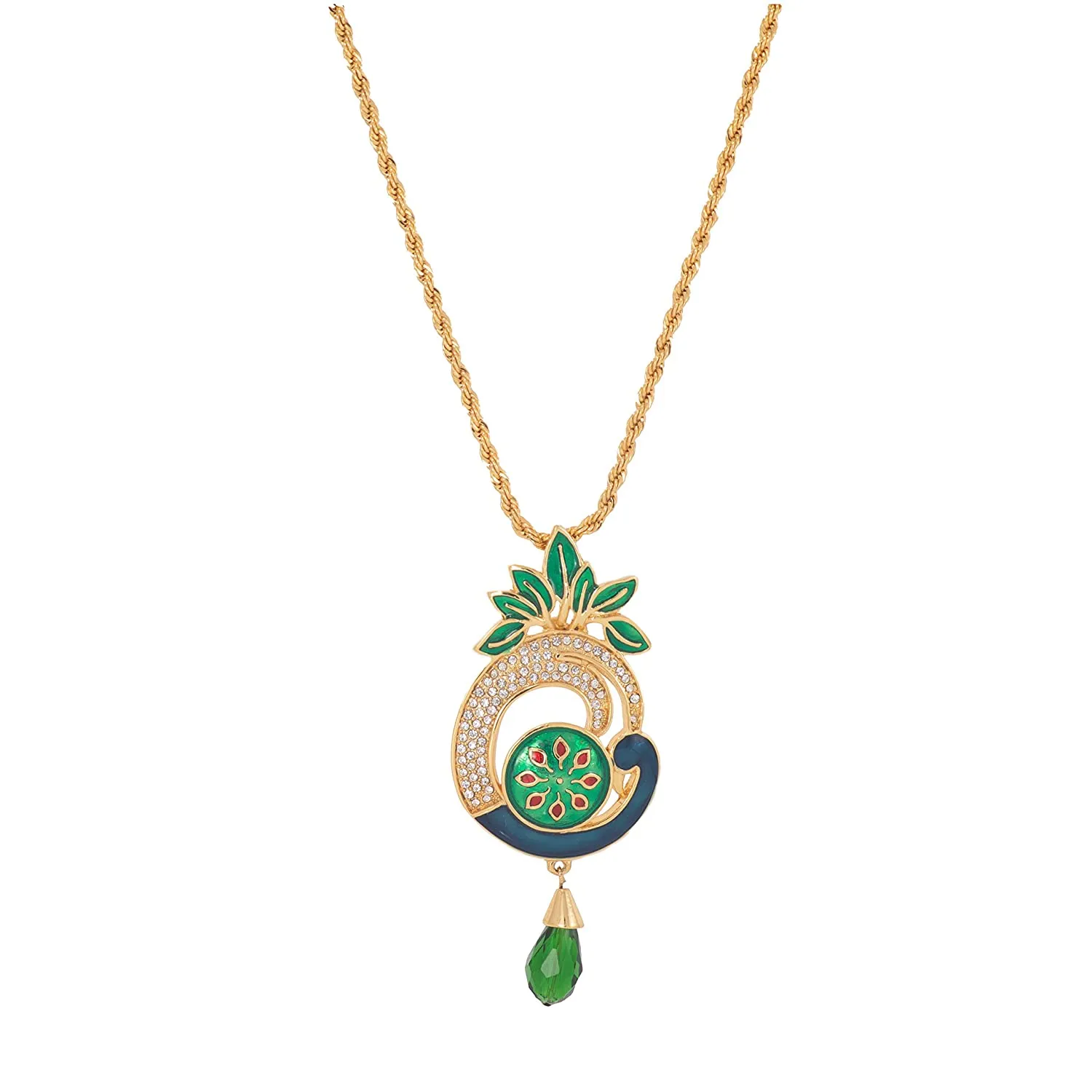 Estele GOLD plated Beautiful Peacock Pendant Pendant Set for women