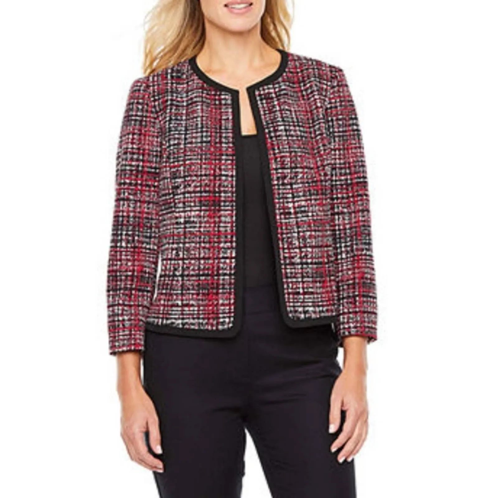 Evan Picone Black Label Suit Jacket Blazer Red Multi