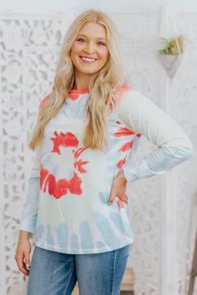 Georgia On My Mind Tie Dye Long Sleeve Top in Sky Blue