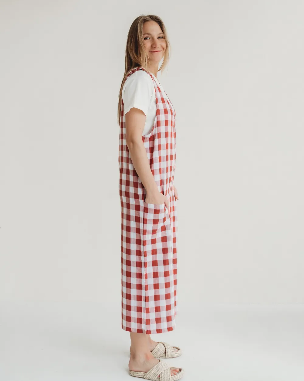 Grace Brick Check Dungarees