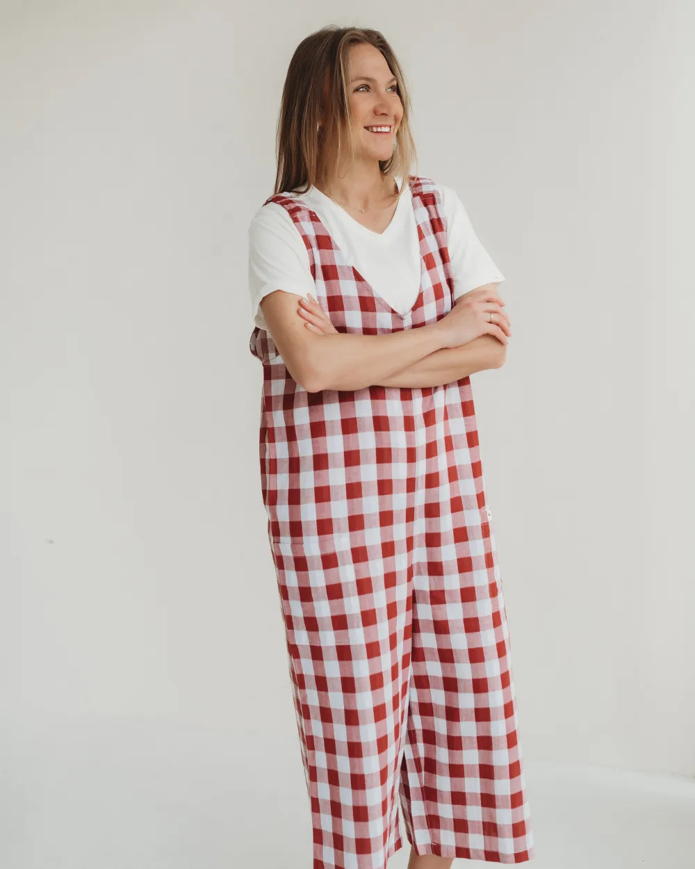 Grace Brick Check Dungarees