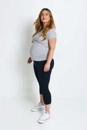 Maternity Everyday Cropped Leggings - Navy Blue