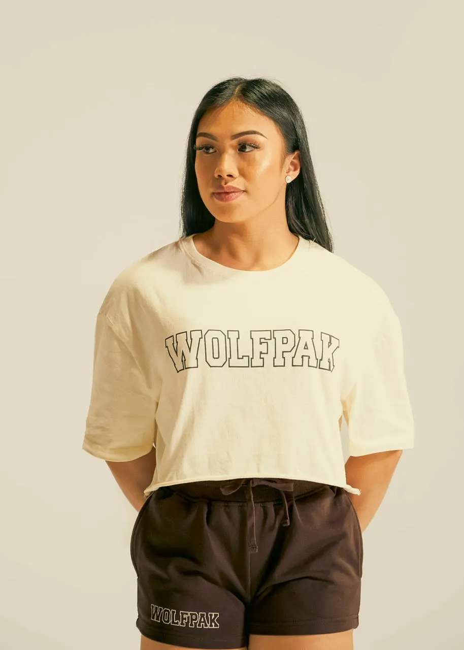 Women's Varsity Cropped Tee Cream